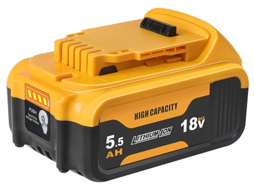 Powarobor 18V 5.5Ah DCB184 Li-Ion Battery for Dewalt 18V Cordless Tools | 5500mAh With LED Indicator Compatible with Dewalt XR DCB180 DCB182 DCB183 DCB200 DCB201