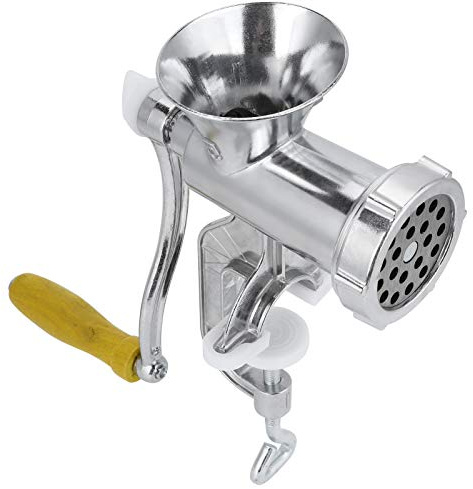 Picadora de Carne Manual Rotatoria para Salchichas, Ideal Cerdo, Ternera y Pollo, con Ergonómico Cabezales Corte Forjados, Aleación Aluminio Duradera
