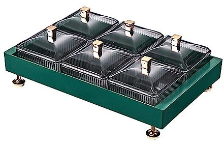 ISAKEN Snack-Organizer-Box mit Deckel, Servierschalen mit Deckel Herausnehmbares Snack-Bonbonglas-Tablett Snackschale mit Deckel Servierplatte für Trockenfrüchten, Nüssen, SüßIgkeiten
