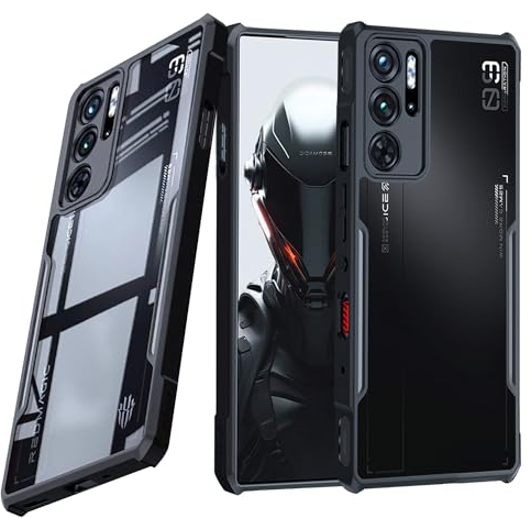 Guizzcg per ZTE Nubia Red Magic 9 Pro/9S Pro Custodia, Paraurti in TPU + Retro in Acrilico, Qualità Militare Airbag Drop Protection, Nero