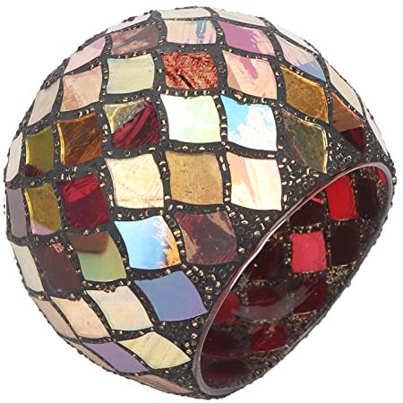 HUSHUI Mosaic Glas Te Ljus Hållare Romantisk Dekorativ Röd Handgjorda Knäckt Doft Ljus Hållare