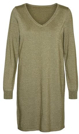 VERO MODA Vestido Corto para Mujer, Dried Herb/Detail:w. Gold Lurex, S