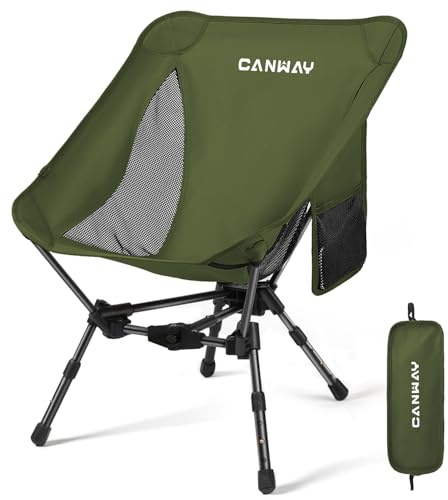 CANWAY Faltbarer Campingstuhl，Ultraleicht Tragbare Campingstuhl, Kleines Packmaß Stuhl mit Tragfähigkeit 180KG Tragkraft，klappstuhl,Strandstuhl (Armeegruin)