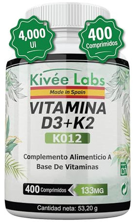 470 Micro Comprimidos Vitamina D3 y K2 4000 UI Dosis Alta | Vitamina D Colecalciferol Vegetariano Contribuye a la Función Normal del Sistema Inmunológico para Músculos y Huesos, 470 Días de Suministro
