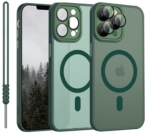 iPhone 11 Pro Hülle mit MagSafe, Hanyhülle iPhone 11 Pro Magnetisch Leicht Dünn Matte Touch Kameraschutz, Kratzfeste Anti-Gelb rutschfest Kratzfest Schutz Stoßfest Hülle für iPhone 11 Pro Matt Grün