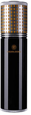 CIGARLOONG Zigarrenkoffer Tragbarer Zigarrenbefeuchter Eingebauter Luftbefeuchter und Hygrometer für 3-4 Zigarrenrohr (Schwarz)