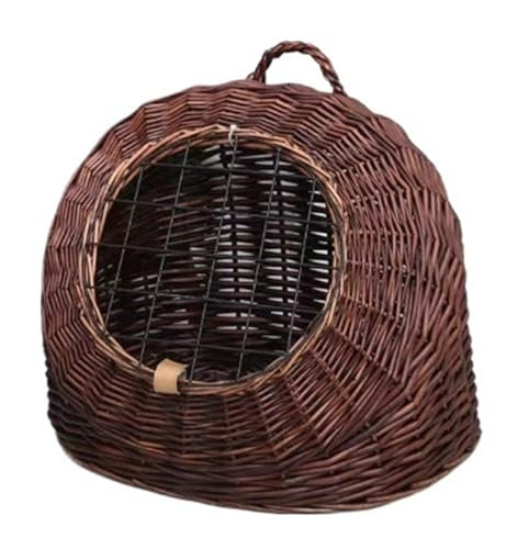 Hand-woven Natural Willow Cat Cage Outdoor Cat Cage Indoor For Pet Houses Pet Nest(Brown,48cm 40cm 40cm)