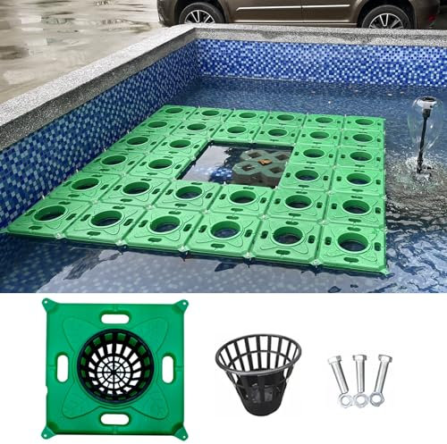 Ensemble de paniers de plantes flottants pour étang, aquarium, jardinière flottante en plastique pour étang à koï, île d'aménagement paysager pour décoration d'étang, comprend des pots de fleurs et