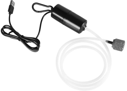 Mini bomba de aire para acuario, bomba de oxígeno silenciosa de 5 V CC con gancho, piedra de aire y tubo de oxígeno para pecera de acuario