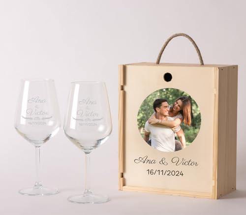 NANNUK Baby creations Copas de vino personalizadas (Alianzas, 2 copas)