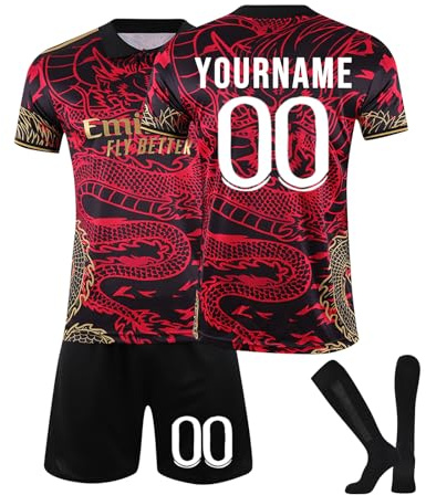 Benutzerdefiniert Fußball Trikot Kinder Personalisiert Football Jersey mit Namen Nummer Team und Logo Sporttraining T Shirts, Shorts und Socke, Fußball Trikot für Jungen/Herren (Madrid 24/25 - B)