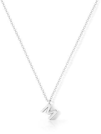 HANLI Collana Personalizzata Con Nome Iniziale M Donna Argento 925 Anallergici Leggeri Trendy Gioielli di Moda per le Donne