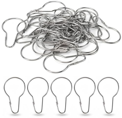 60 Ganchos para Cortina de Ducha Acero Inoxidable, Anillos para Cortinas de Ducha Forma de Calabaza, Resistentes Oxidación Cierre Resistente para Baño Dormitorio Armario