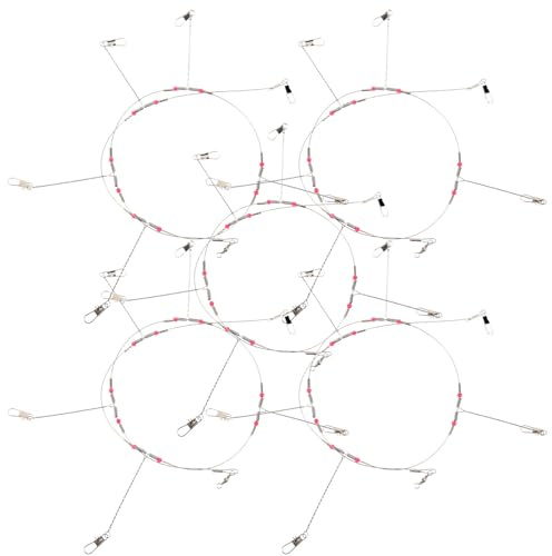 Hemobllo Heavy-duty Wire Trace Leader Rigs with Swivel and Snap, 5 Sets Fishing Wire Leaders Kit for Saltwater Sea Fishing Terminal Tackle Accessory
