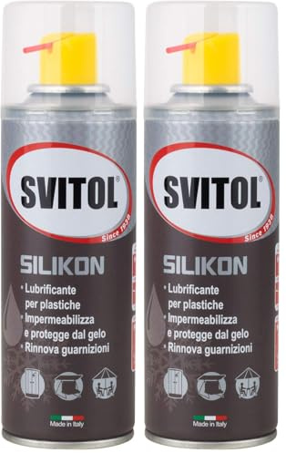 Svitol Lubrificante Spray 200 ml al silicone, per plastiche, impermeabilizza, resiste alle temperature, rinnova guarnizioni, cannuccia integrata, valvola 360° (Confezione da 2)
