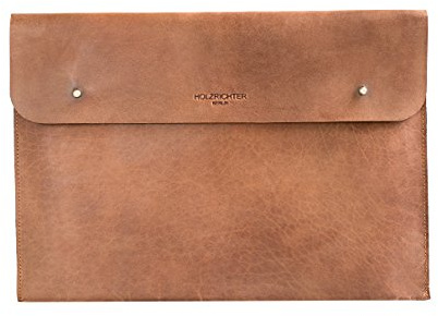 HOLZRICHTER Berlin - Laptop Sleeve 13” (No 3-8), Leder Schutz-Hülle für MacBook Air & Pro, Ultrabook, Laptop Bag 24x34,5x1,5cm, Echtleder Laptop Case, Camel-Braun