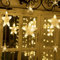 CREASHINE Rideau Lumière 144 Étoiles Led, Guirlande lumineuse 8 Modes d'Eclairage, Basse Tension,Decoration de Fenêtre,Noël,Mariage,Anniversaire,Maison,Patio,Etanche IP65 Blanc Chaud