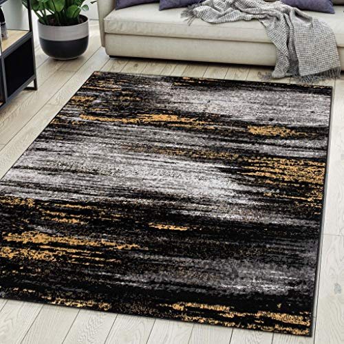 Carpeto Groß Teppich Wohnzimmer 250x300cm Anthrazit Grau Abstrakt Weich | Teppich für Schlafzimmer Esszimmer Büro Pflegeleicht Fußbodenheizungsgeeignet Reinigungsmittelbeständig Kurzflor Synthetisch