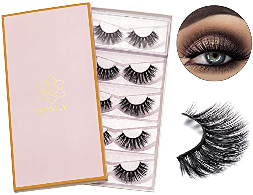 DYSILK Wimpern Cat Eye Lashes Natürlich - 5 Paar Wimpern Extensions, Ultradünnes Band, Leicht & Wiederverwendbar, Für Anfänger | 003-15.5mm
