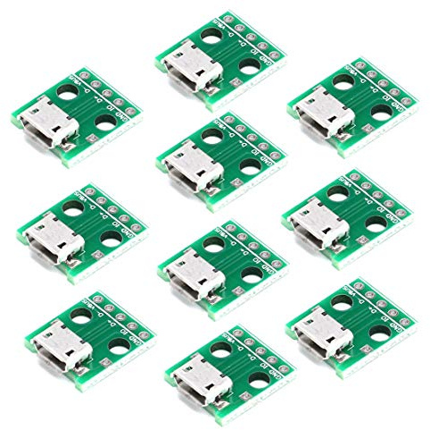 Hailege 10pcs MICRO USB vers DIP Adaptateur femelle 5 broches femelle B Type PCB Convertisseur Tableau d’affichage 2.54 Micro USB femelle