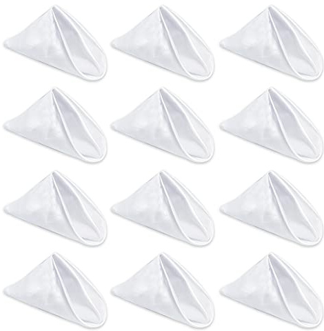 Weiße Stoffservietten, 12 Stück, Satin-Dinnerservietten, waschbar, Wiederverwendbare Serviette für den täglichen Gebrauch, Esstisch, Restaurant, Hochzeit, Erntedankfest und Weihnachten (50,8 x 50,8