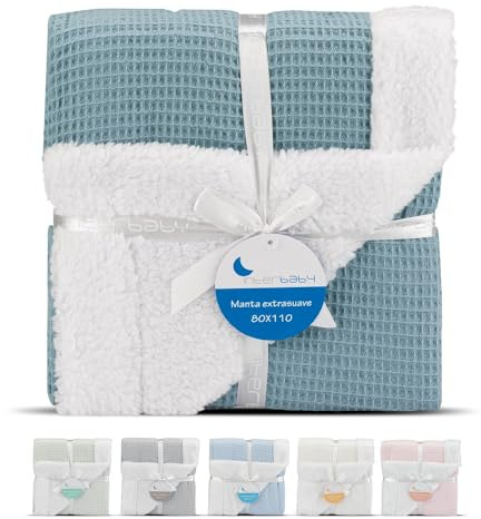 Copertina bambino a nido d'ape extra morbide - colore blu petrolio