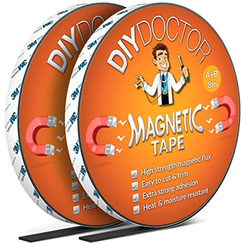 DIY Doctor Magnetband für Fliegengitter (16m) – Selbstklebende 8m + 8m A+B Polaritäts-Magnetstreifen – Zuschneidbar – Dünnes Magnetband für DIY-Projekte