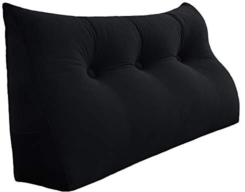 Rucener Großen Dreieckigen Kissen Hohen Rückenlehne Kissen Hohen Rückenlehne Kissen Rückenlehne für Bett Perfekt AlsKissen Zum Fernsehen und Lesen Gibt Es in Vielen Größen Schwarz 100CM