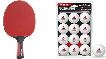 JOOLA 54200 Tischtennisschläger ROSSKOPF Classic ITTF zugelassener Tischtennis-Schläger 2,00 MM Schwamm & Tischtennisbälle Tournament 3-Stern Selektierte 40+mm Durchmesser Weiss, 12 Stück