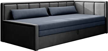 All4All Jugendbett Jugendsofa Kinderbett Kindersofa Falco 80x200 für Jugendzimmer Polsterbett Schlafsofa Ausziehbar Funkionsbett Jungen Mädchen für Kinder Links Rechts 23 (Poco 40/Poco 04, Rechts)