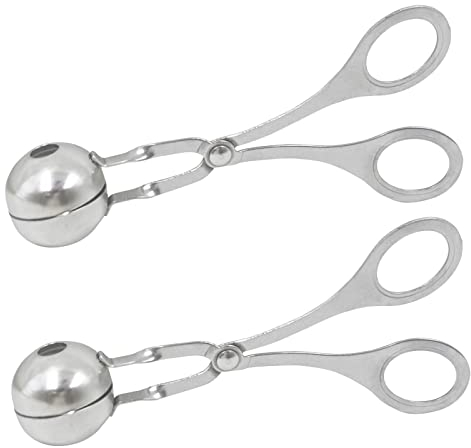 2 Pack Meat Baller Stainless Steel Meatball Scoop Ball Maker Meat Ball Maker Mold Cake Pop None-Stick Baller Tongs,Ice Tongs,Cookie Dough Scoop for Kitchen Cooking