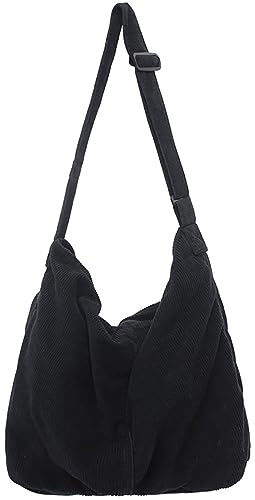 Sac Hobo pour femme et homme - Sac à bandoulière en velours côtelé de grande capacité - Sac à main minimaliste - Sac à main fourre-tout
