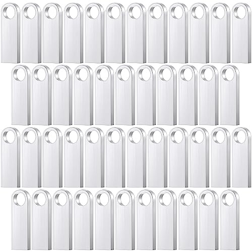 50 Packs 2.0 Flash USB Drives Bulk Waterproof Flash Thumb Drives Memory Pen Drives Stick Small Mini Zinc Alloy Design for PC Computer Laptop Office School Data Storage Silver (2 GB)