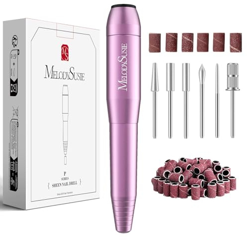 MelodySusie USB Nail Drill PC120I for Gentle Nail Prep | 20000RPM; Adjustable Speed; Forward/Reverse; Inline Control; Cuticle Smoothing; Gel Polish Removal; Beginners