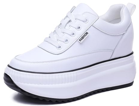 JAOOUU Zapatillas de Cuña Deportivas Mujer Zapatillas de Deporte Moda Plataforma Transpirables Aumento de Estatura Invisible Zapatos Cuña 9CM