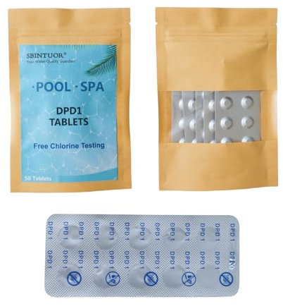 SBINTUOR pastiglie per l‘analisi dell'acqua (Rapid) cloro libero DPD1, per tester dell'acqua e tester per piscina