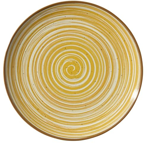 METRO Professional Plato llano de Cerámica de Gres Madleen, 26 cm, Amarillo Con Borde Oscuro, Resistente al Calor, Golpes y Rayones, Apilable