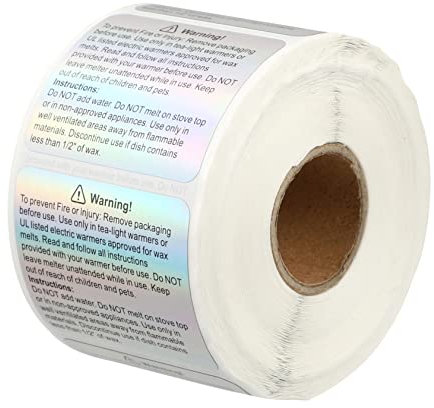 NUOBESTY 1 Rolle Kerzen-warnaufkleber Spulenwickler Zum Nähen Warnetiketten Für Kerzen Runder Kerzenaufkleber Aufkleber Für Kerzen Kerzenglas Warnung Erdfarben Papier