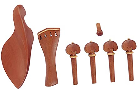 VICASKY Geigenkinnhalter 7 Stück Geigenzubehör aus Jujube Holz in Braun mit Wirbel Saitenhalter Feinstimmer und Endstift für Selbstgemacht Violinen