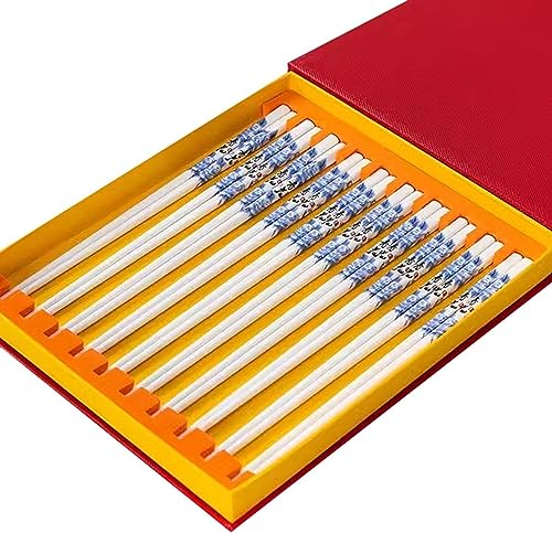 Bacchette, Bacchette bacchette riutilizzabili con spada laser Set di scatole regalo con bacchette in ceramica, 10 paia di bacchette in porcellana Bone China antiscivolo ( Color : A )