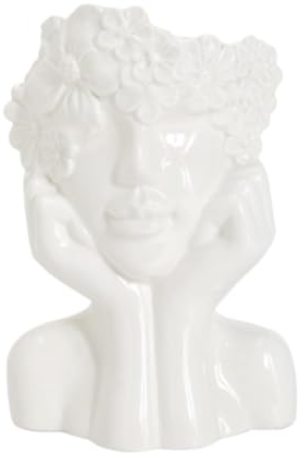 Vase Vasen Blumenvase Weiße Keramik-Gesichtsvase, Weibliche Form, Kopf, Halber Körper, Büste, Vasen, Feministischer Minimalismus, Dekorativ Blumenvasen Tischvase