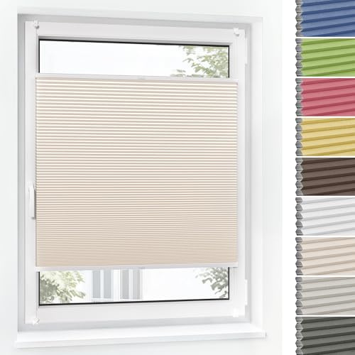 Jalousiescout Wabenplissee ohne Bohren Verdunklung—Thermo plissee Klemmfix Zweifarbig 35x180cm Creme-Weiß, Sonnen-, Sicht- & Hitzeschutz Jalousie verdunklung für Fenster & Tür