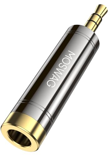 MOSWAG 3,5 mm auf 6,35 mm Stereo TRS Klinkenadapter, Audio Adapter (1 Pack) | 3,5 Stecker auf 6,35 Buchse,kompatibel mit Kopfhörer,Gitarre,Klavier,Verstärker,Laptop,MP3 und MP4