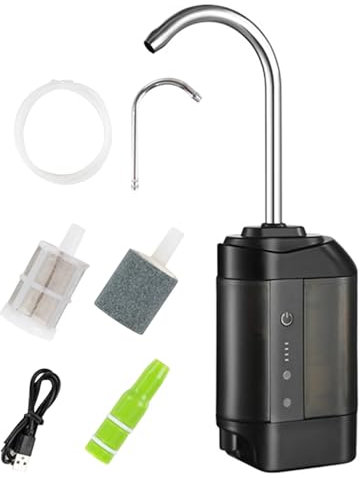 Shienfir Outdoor-Wasserspender, multifunktional, tragbar, Angeln, Sauerstoffpumpe mit LED-Licht, leicht, intelligenter Sensor, Sauerstoffversorgung für Schwarz