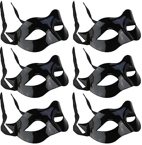 WRITWAA 6 Stück Halbmaske Schwarze Maske Maskerade-Maske Cosplay-Maske Für Damen Und Herren Für Halloween Weihnachten Party Kostüm Kostüm Requisite
