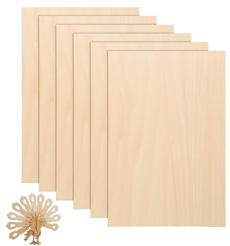 6 Stück Sperrholzplatte, 20 X 30 cm Spanplatte, Sperrholz 2mm, Bastelhölzer, Holzplatten, Holzplatten Zum Basteln, Ideal für Diy-Heimdekoration, Kunsthandwerk, Malerei, Holzschnitzerei, Laserprojekte