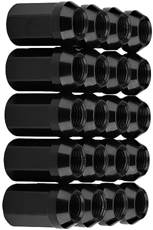 Riloer Juego de 20 tuercas de bloqueo para rueda, juego de tuercas de bloqueo de 32 mm, tuercas de bloqueo de rueda M12 x 1.5, tuercas de bloqueo de rueda antirrobo, compatible con Nissan, compatible