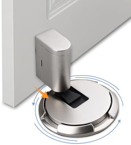 Türpuffer, Mechanischer Bodentürstopper, Höhenverstellbarer Schwer Türstopper Boden, Winddichte Lautloser Türfeststeller für den Boden, Wandschutz Türfeststeller (Silber)