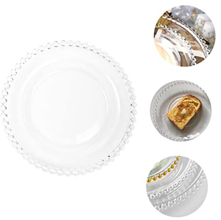 OKUMEYR 1stücke Elegante Glasplatte Mit Perlenrand Kreative Salat Obstplatte Für Partys Und Alltag Glatte Oberfläche Stilvoller Servierteller Für Snacks Und Desserts