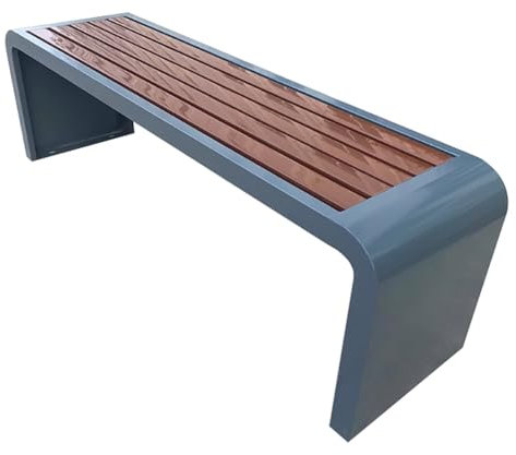 WPWSDWMX Gartenbank Ohne Lehne, Tragkraft 500 kg, Parkbank mit Abgerundeten Ecken, Metallrahmen, Sitzstuhl aus Holz und Kunststoff, Einteiliges Design, für Garten, Veranda und Park(Grau,120cm/47in)